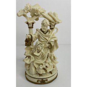 Christmas Figurine White Porcelain Nativity 6.5in Gold Trim Holiday Workshop